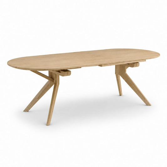 Table à manger extensible ovale en chêne massif naturel 200-250 x 100 x 75 cm